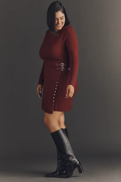 Never Fully Dressed Long-Sleeve Studded Mini Dress