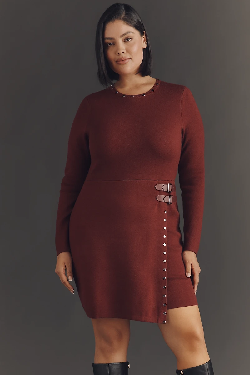 Never Fully Dressed Long-Sleeve Studded Mini Dress