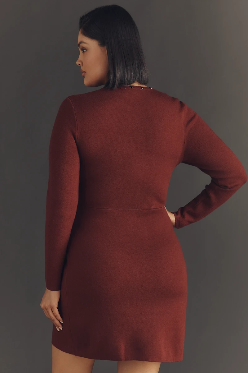 Never Fully Dressed Long-Sleeve Studded Mini Dress