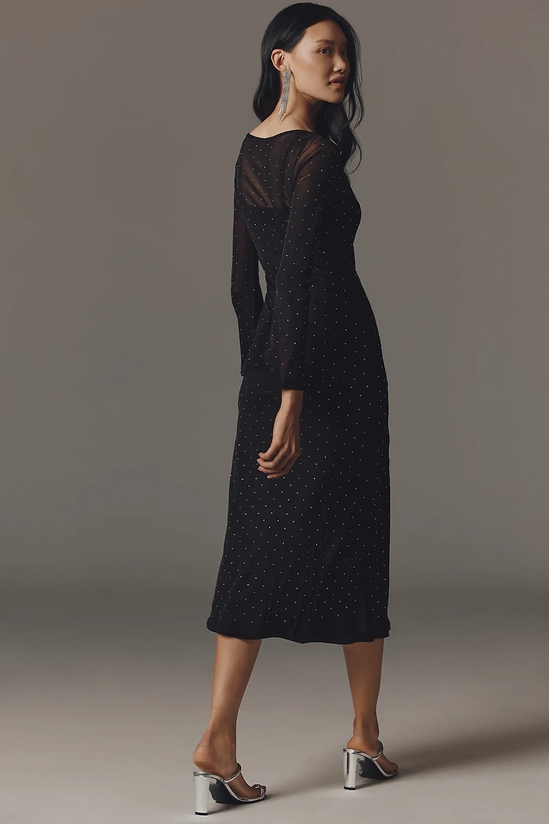 Never Fully Dressed Long-Sleeve Mesh Midi Dress