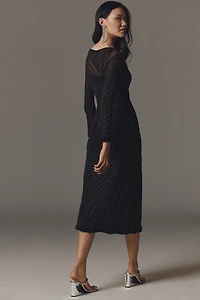 Never Fully Dressed Long-Sleeve Mesh Midi Dress