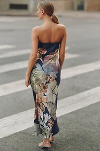 The Fleur Strapless Satin Maxi Slip Dress