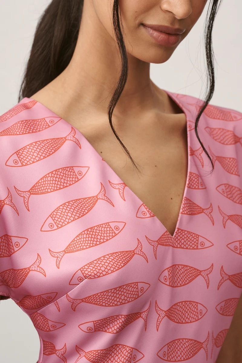 By Anthropologie Short-Sleeve V-Neck Mini Dress