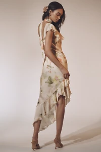By Anthropologie Asymmetric Scarf Slip Dress