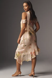 By Anthropologie Asymmetric Scarf Slip Dress