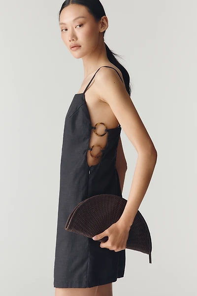 By Anthropologie Smocked Linen Blend Mini Dress