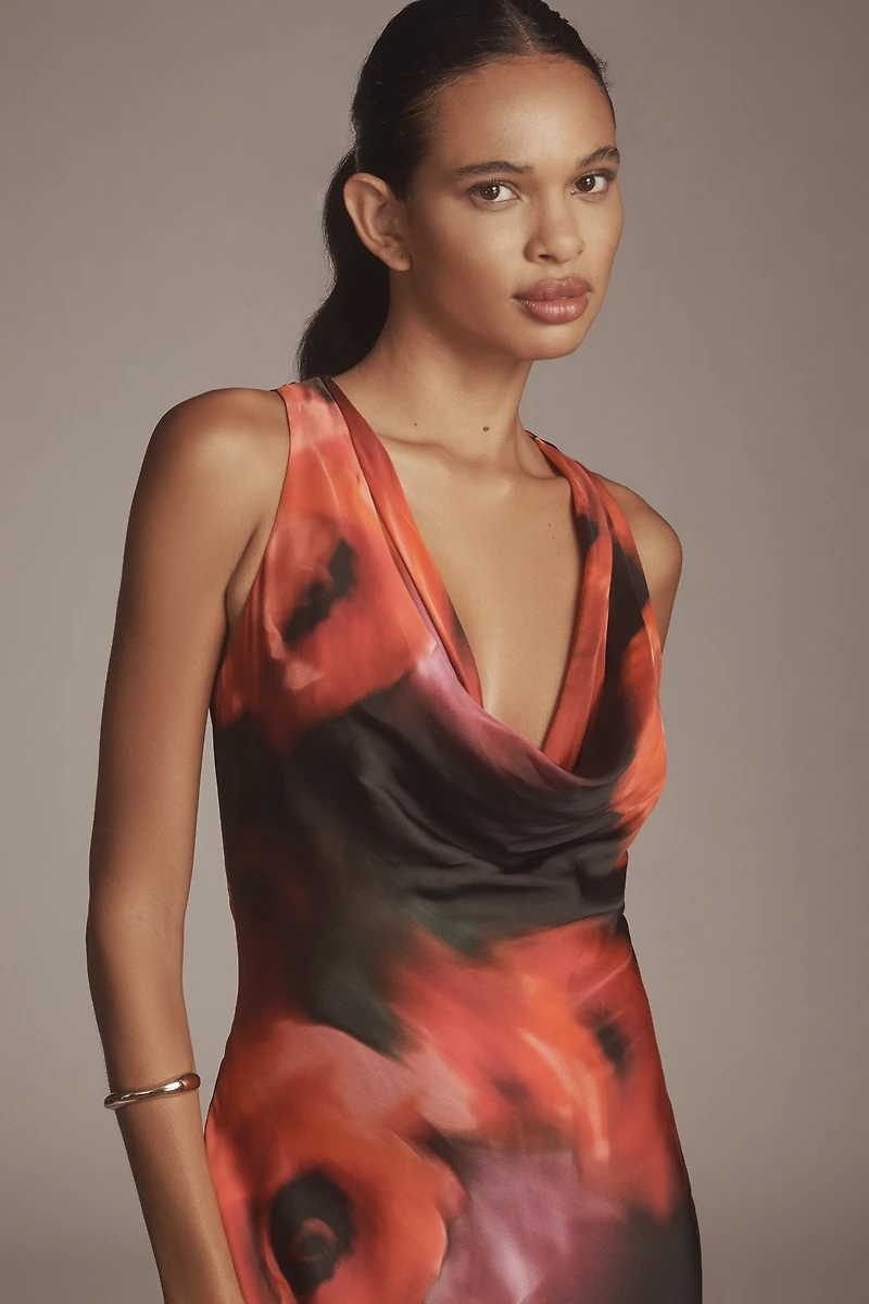 The Gracie Cowl-Neck Satin Slip Maxi Dress