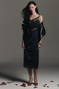 By Anthropologie Lacy Midi Slip Dress