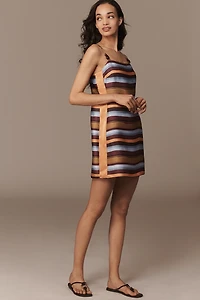 By Anthropologie Beaded Strap Satin Mini Dress