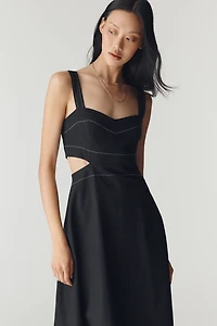 By Anthropologie Linen-Blend Cutout Midi Dress