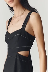 By Anthropologie Linen-Blend Cutout Midi Dress