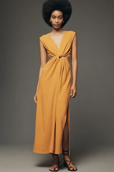 By Anthropologie V-Neck Cutout Midi Dress