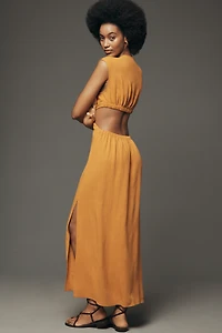 By Anthropologie V-Neck Cutout Midi Dress