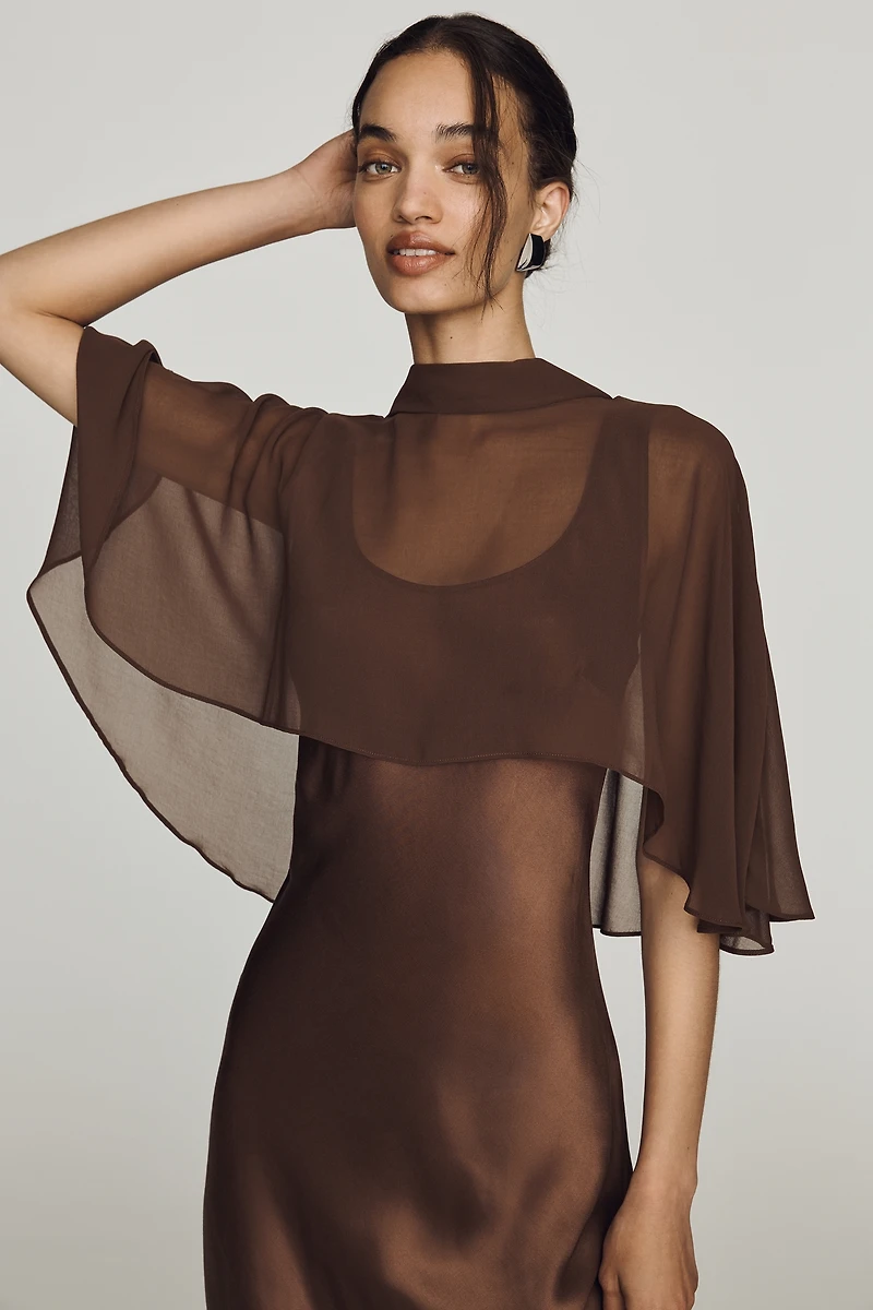 By Anthropologie Overlay Cape Slip Dress