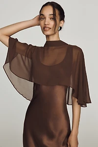 By Anthropologie Overlay Cape Slip Dress