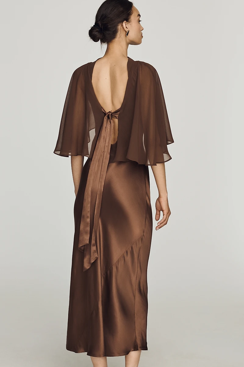 By Anthropologie Overlay Cape Slip Dress