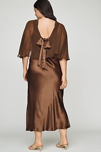By Anthropologie Overlay Cape Slip Dress