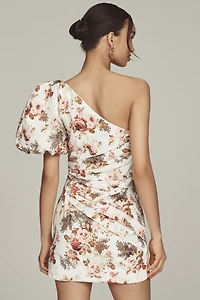 Ronny Kobo Garda One-Shoulder Puff-Sleeve Mini Dress