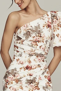 Ronny Kobo Garda One-Shoulder Puff-Sleeve Mini Dress