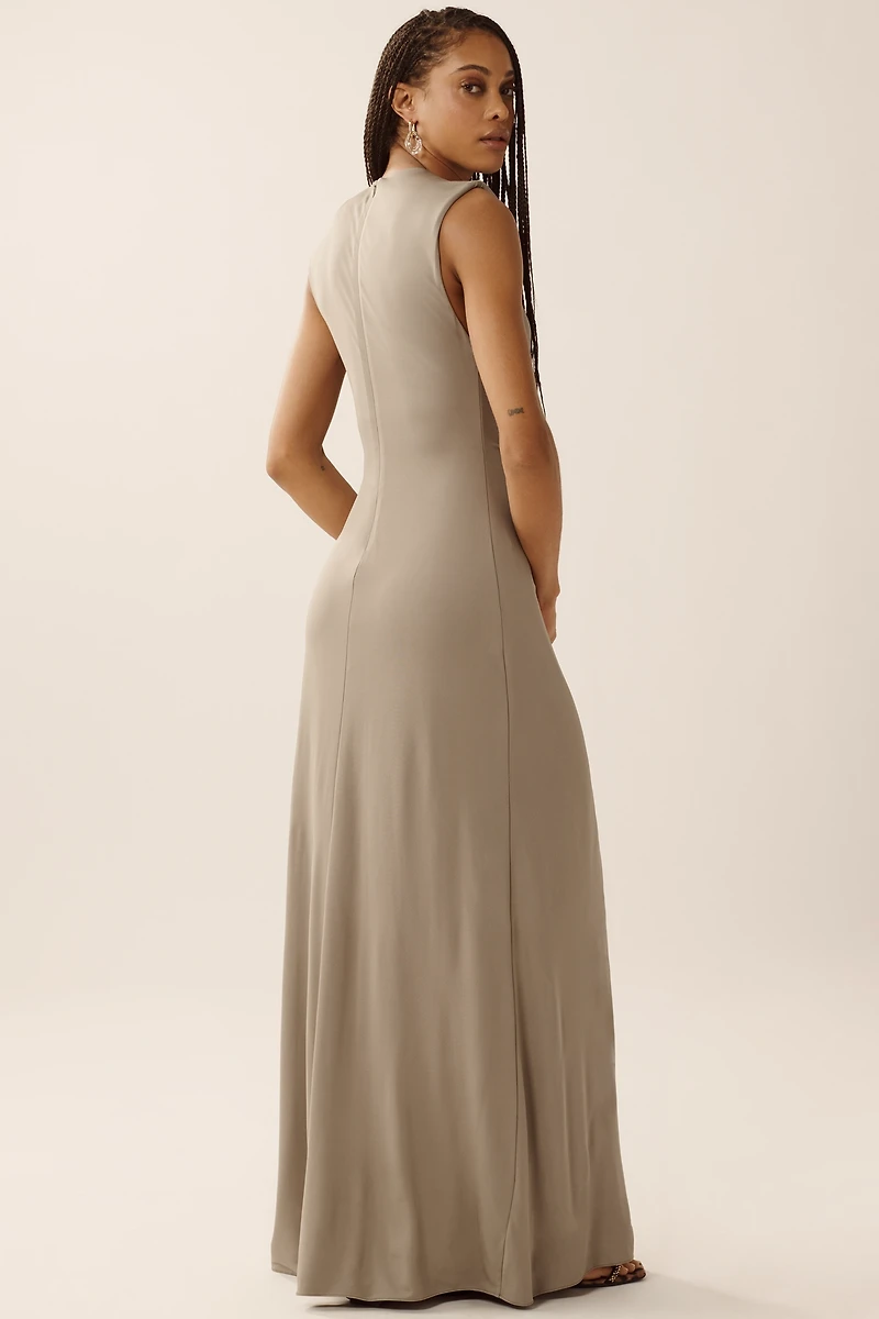 Ronny Kobo Imogen Plunge-Neck Gathered Maxi Dress