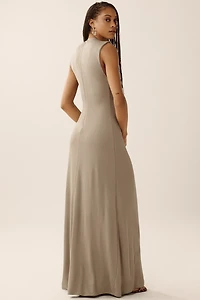 Ronny Kobo Imogen Plunge-Neck Gathered Maxi Dress