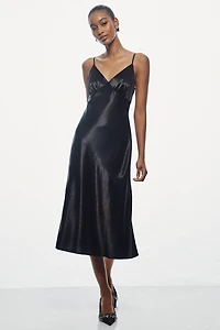 Walter Baker Bristol Sleeveless Satin Slip Midi Dress