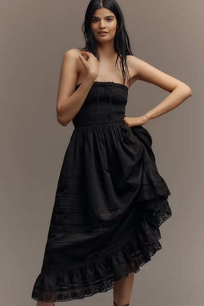 Mille Florence Strapless Smocked Midi Dress