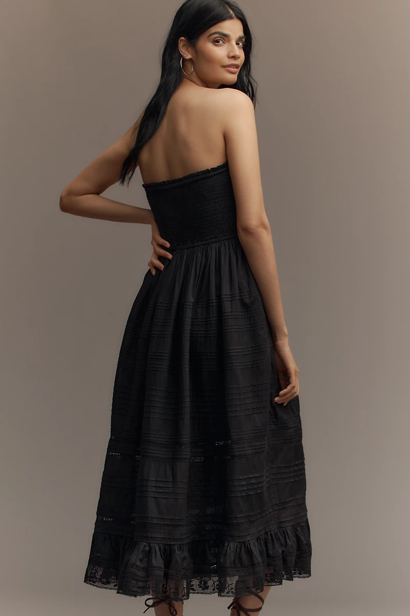 Mille Florence Strapless Smocked Midi Dress