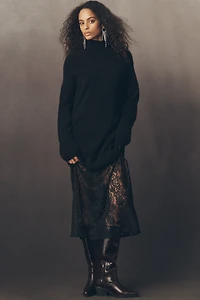 By Anthropologie Sweater Lace Twofer Midi Dress