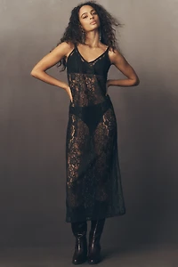 By Anthropologie Sweater Lace Twofer Midi Dress