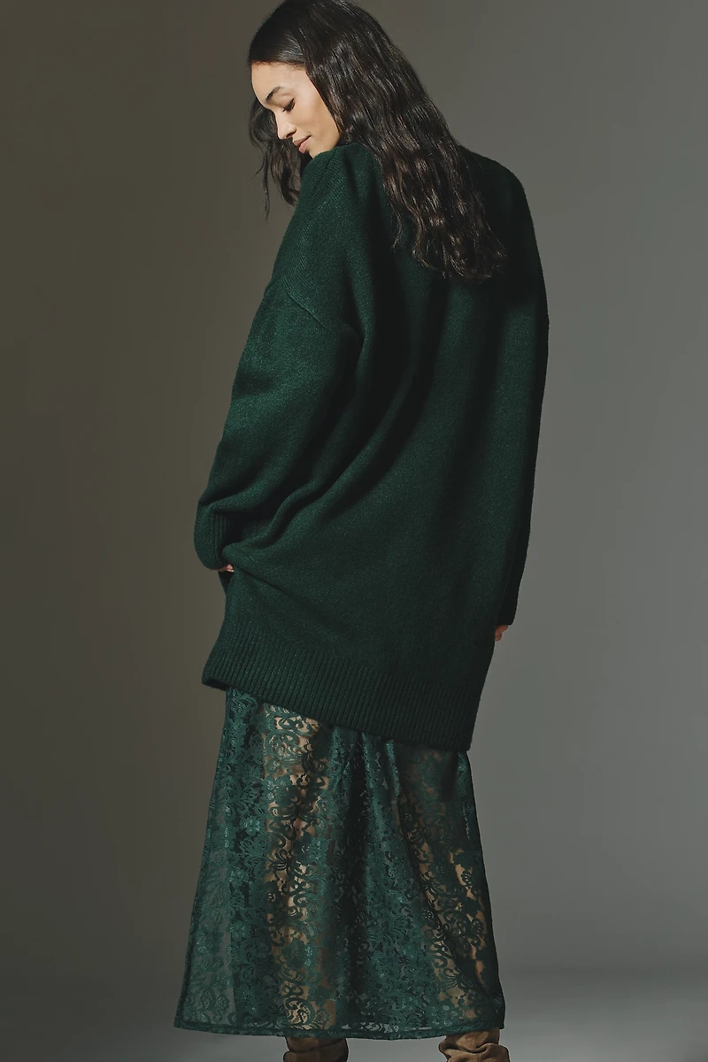 By Anthropologie Sweater Lace Twofer Midi Dress