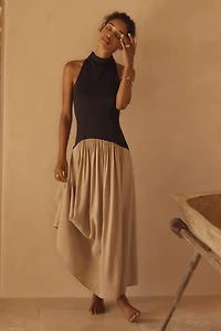 Maeve Twofer Drop-Waist Maxi Dress