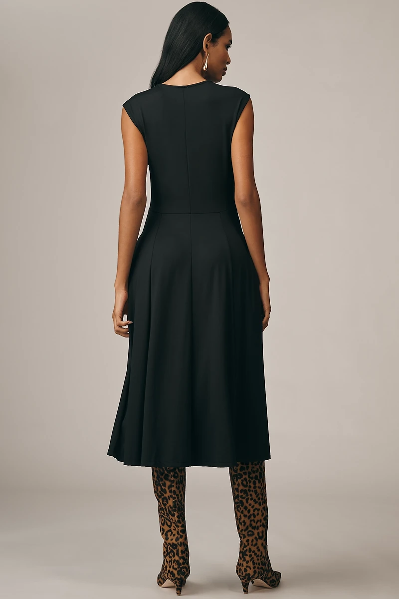 Maeve Sleeveless Ruched Babydoll Midi Dress