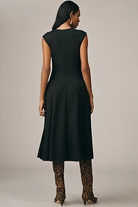 Maeve Sleeveless Ruched Babydoll Midi Dress