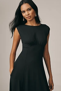 Maeve Sleeveless Ruched Babydoll Midi Dress