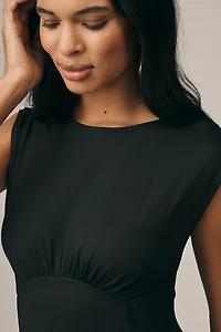 Maeve Sleeveless Ruched Babydoll Midi Dress