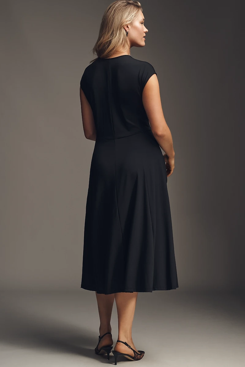 Maeve Sleeveless Ruched Babydoll Midi Dress