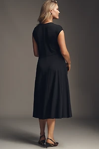 Maeve Sleeveless Ruched Babydoll Midi Dress