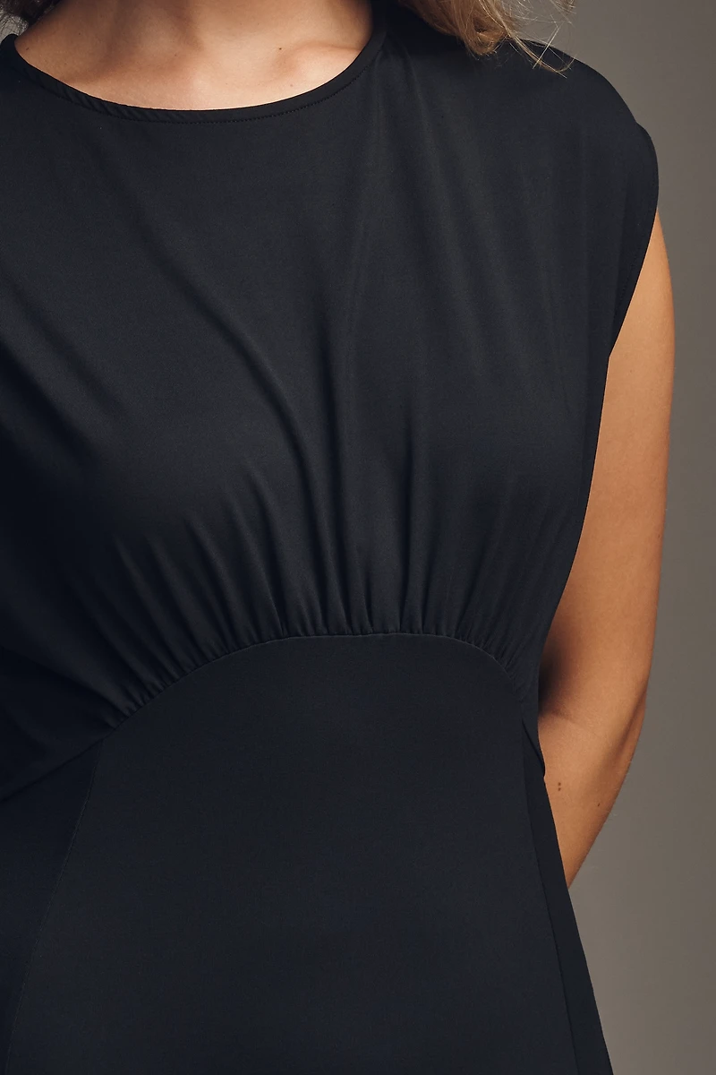 Maeve Sleeveless Ruched Babydoll Midi Dress