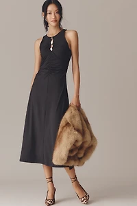 By Anthropologie Sleeveless Hardware Ruched Midi Dress