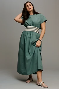 By Anthropologie Waisted Short-Sleeve A-Line Midi Dress
