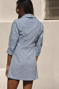 Maeve Stretch Poplin Wrap Mini Shirt Dress