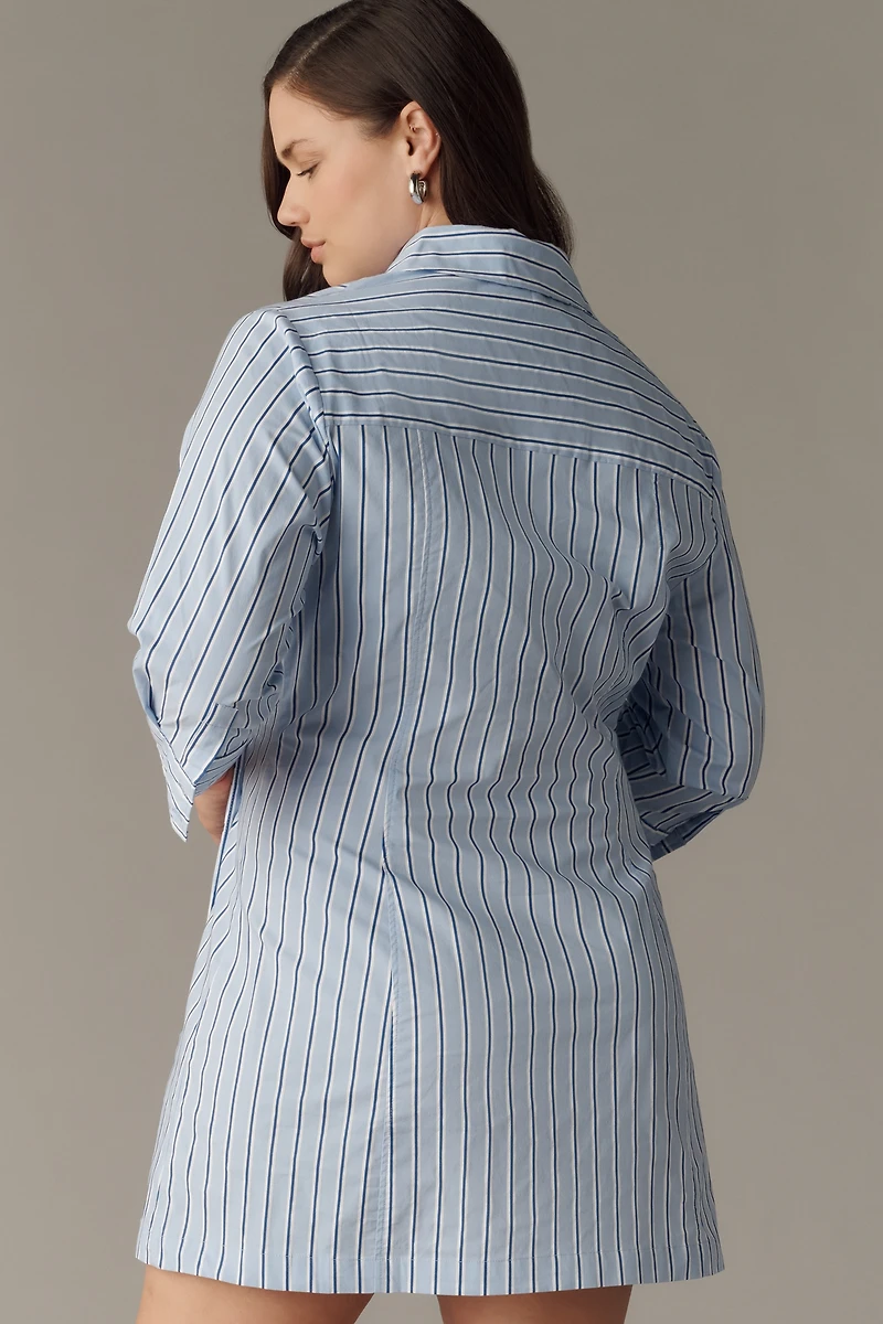 Maeve Stretch Poplin Wrap Mini Shirt Dress