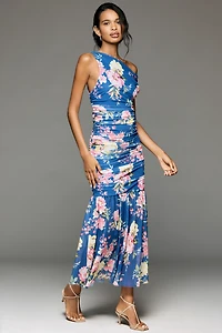 By Anthropologie Off-Shoulder Printed Mesh Maxi Dress