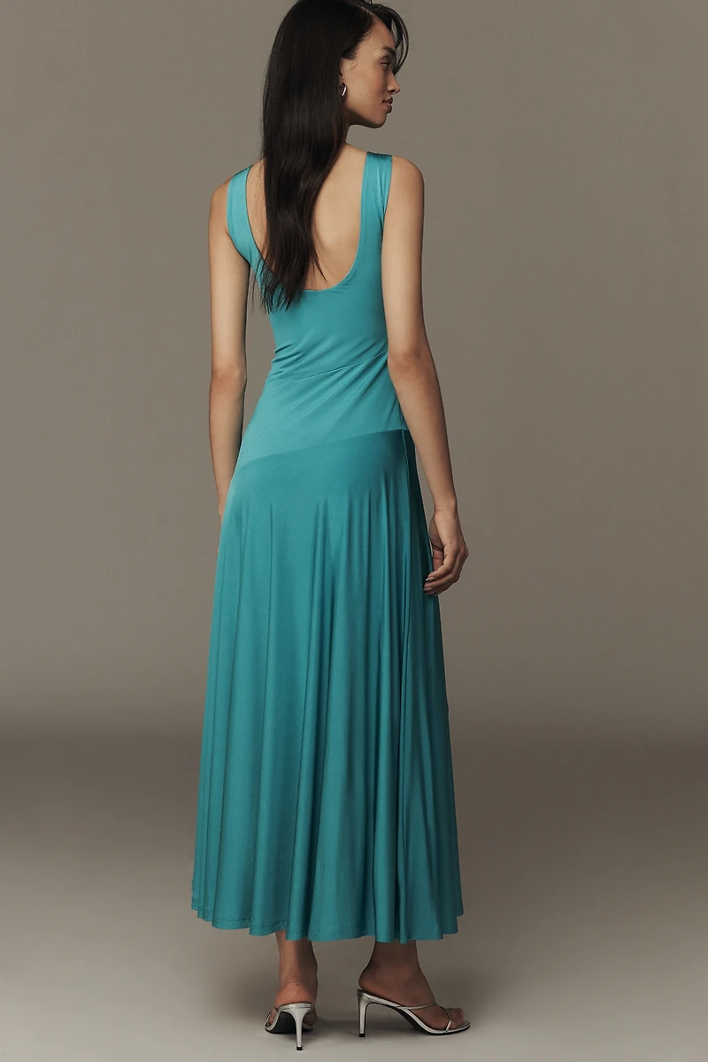 By Anthropologie Sleeveless Boatneck Drop-Waist Maxi Dress