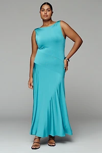 By Anthropologie Sleeveless Boatneck Drop-Waist Maxi Dress