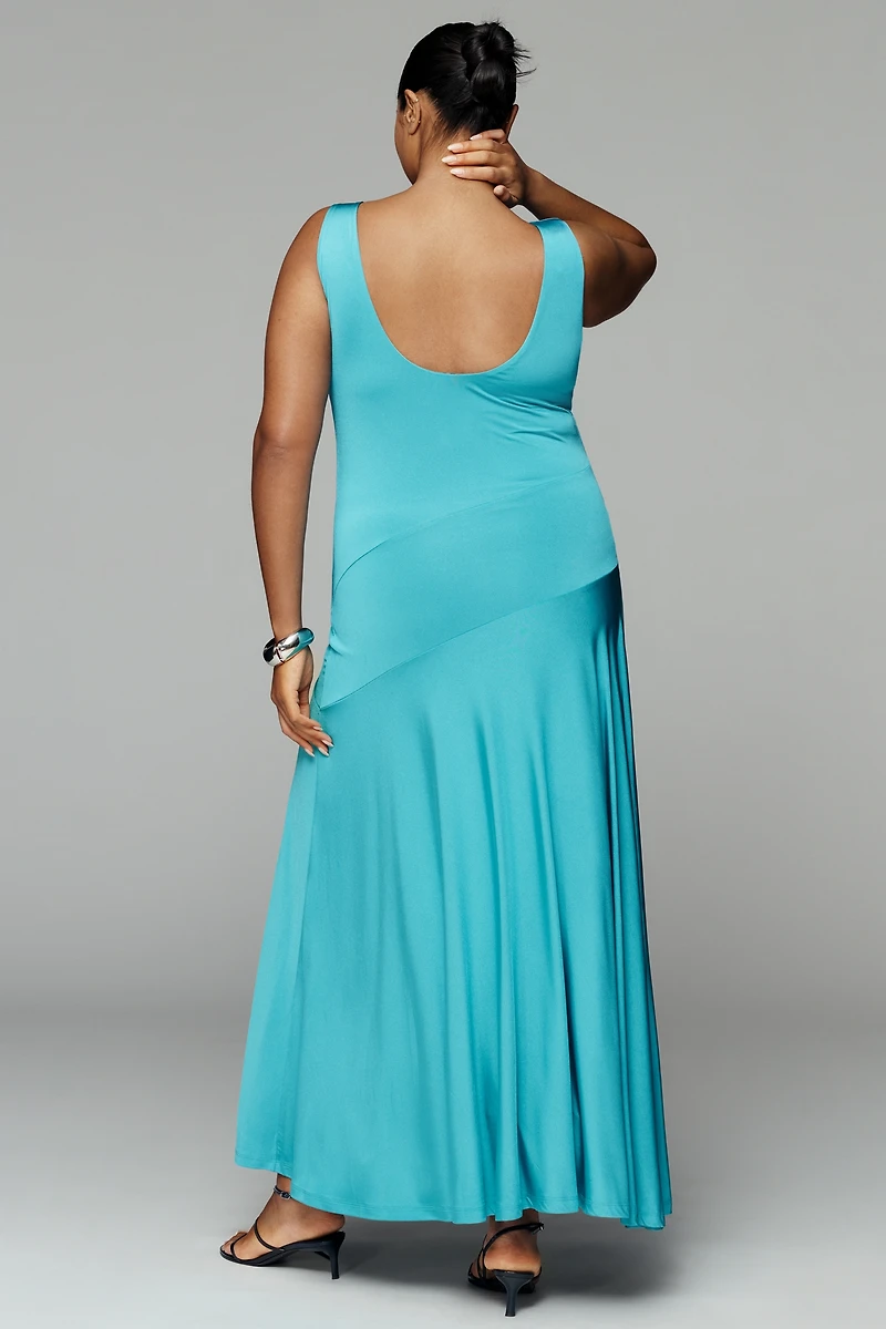 By Anthropologie Sleeveless Boatneck Drop-Waist Maxi Dress