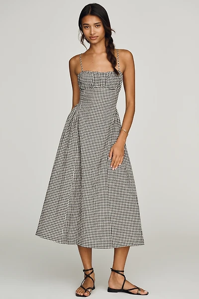 Maeve Drop-Waist Shirred Midi Dress