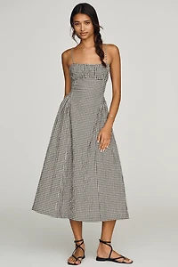 Maeve Drop-Waist Shirred Midi Dress