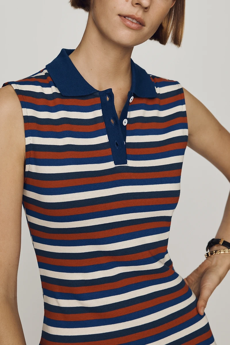 Maeve Sleeveless Knit Polo Midi Dress